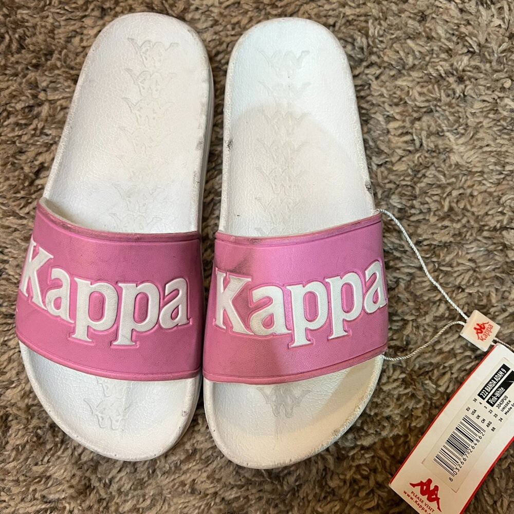 AUTHENTIC ADAM 2 SLIDES - PINK AND WHITE *DISCONTINUED* KAPPA SLIDES